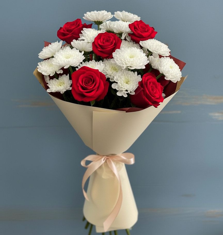 Букет цветов из: Розы и Хризантемы в Навашино