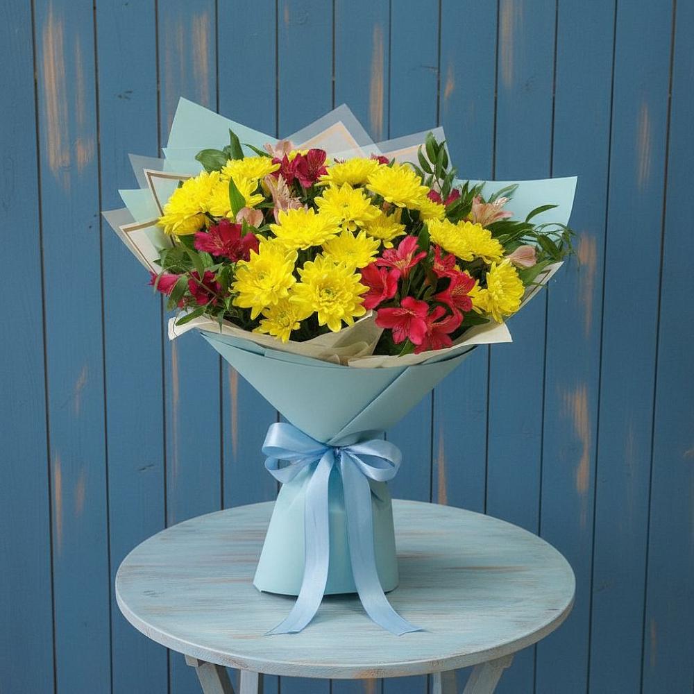 Букет цветов из: Альстромерии и Хризантемы в Навашино
