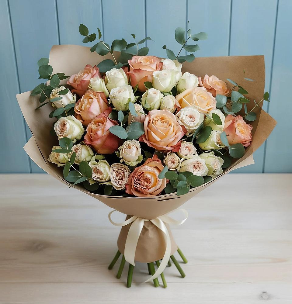 Букет цветов из: Альстромерии и Розы в Навашино