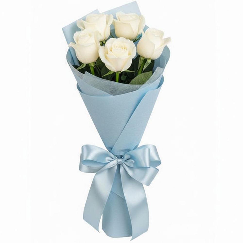 Букет 5 Белых роз Проуд в Навашино