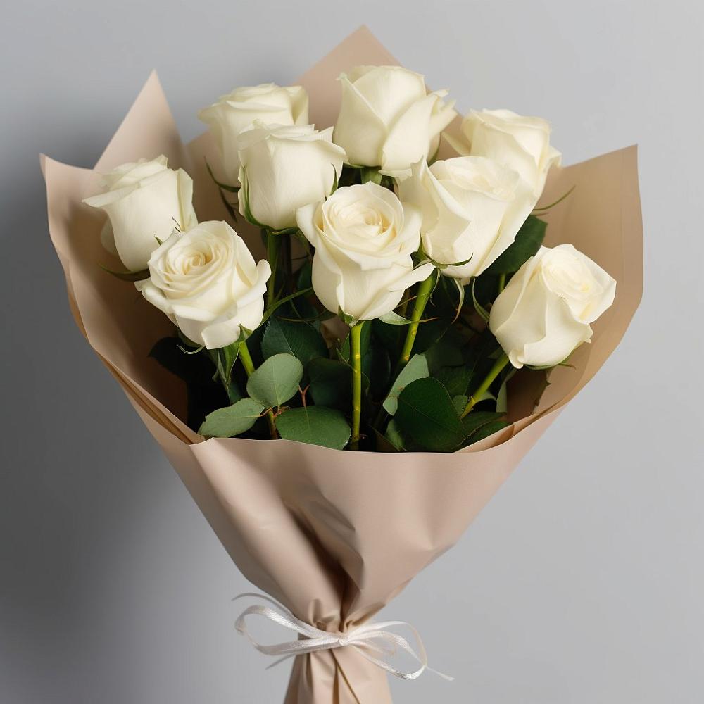 Букет 9 Белых роз Эдлесс Лав в Навашино