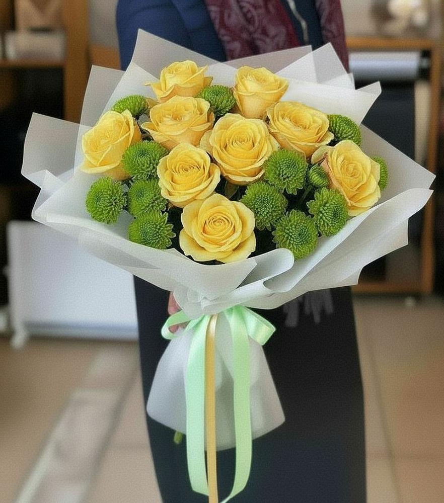 Букет цветов из: Хризантемы и Розы в Навашино