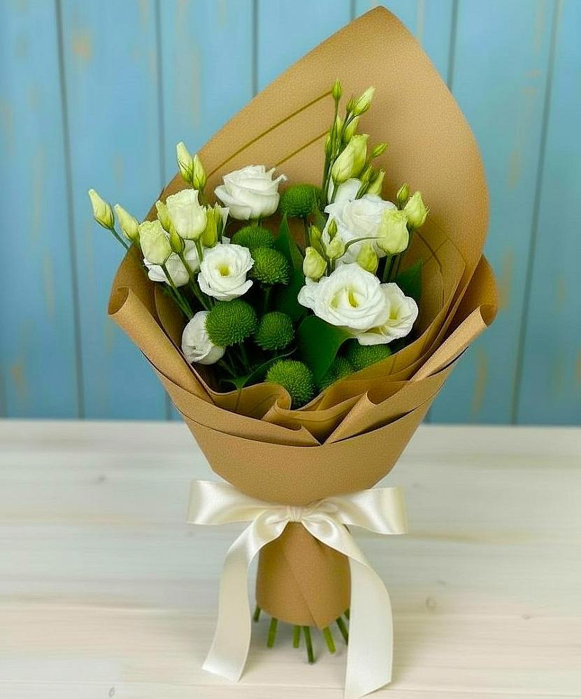 Букет цветов из: Хризантемы и Лизиантусы в Навашино