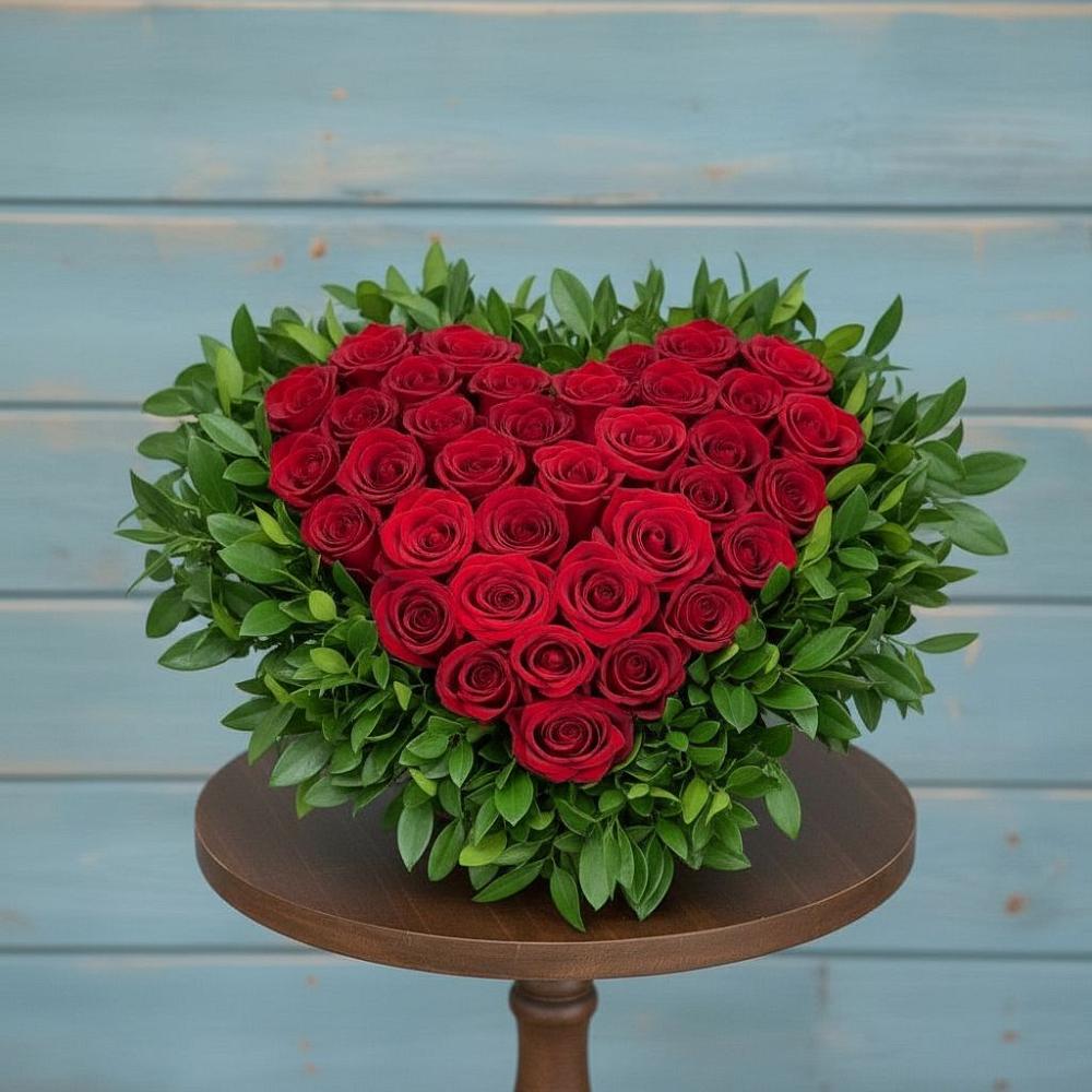 Цветочная композиция из Розы в виде сердца в Навашино