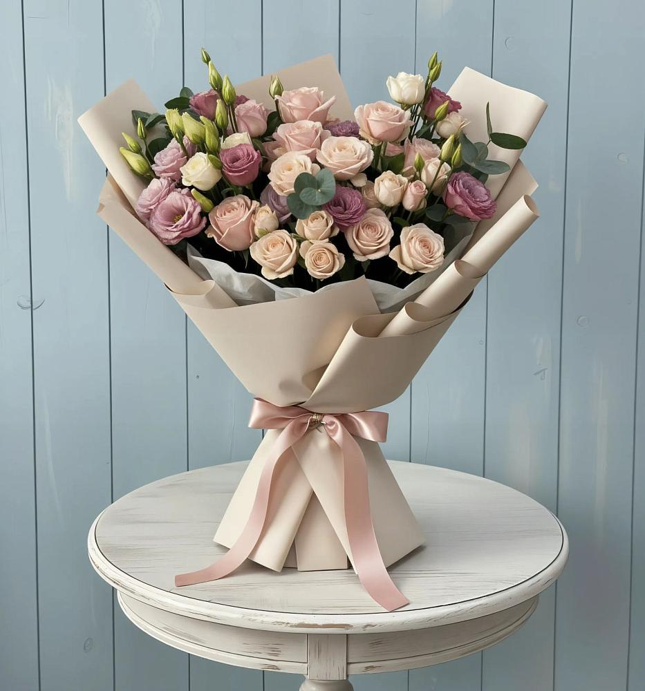 Букет цветов из: Розы и Лизиантусы в Навашино