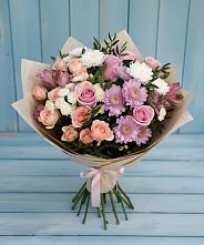 Букет цветов из:  Хризантемы, Розы и Альстромерии в Навашино