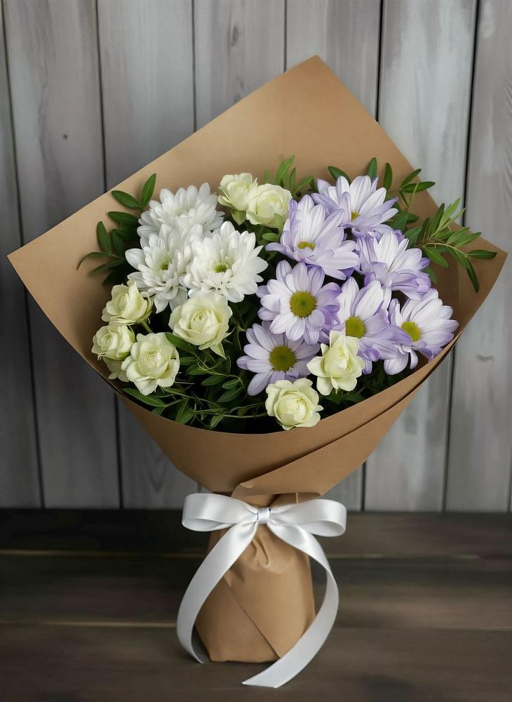Букет цветов из: Хризантемы и Розы в Навашино